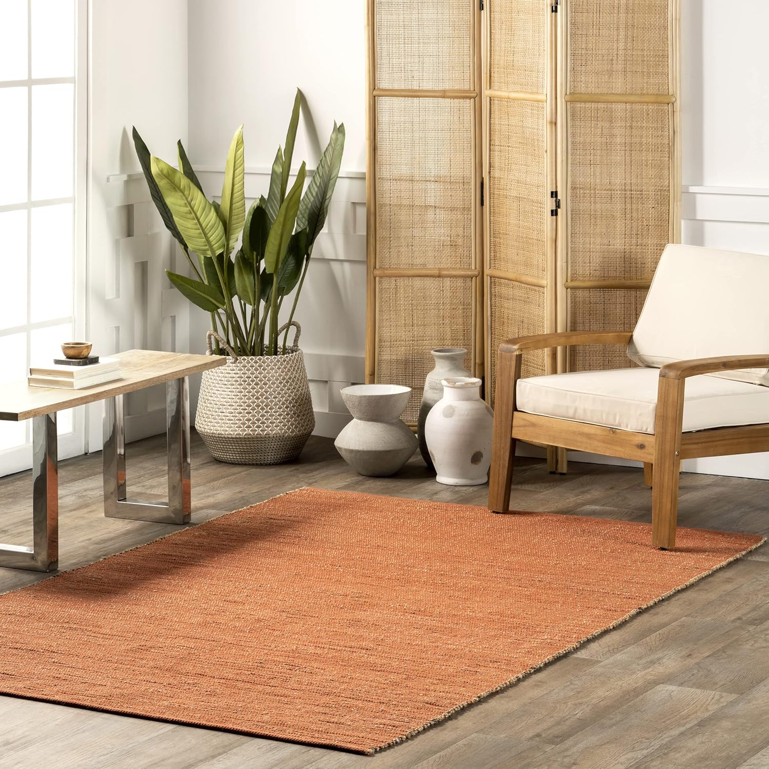 nuLOOM Elfriede Farmhouse Jute Blend Area Rug, 5x8, Orange