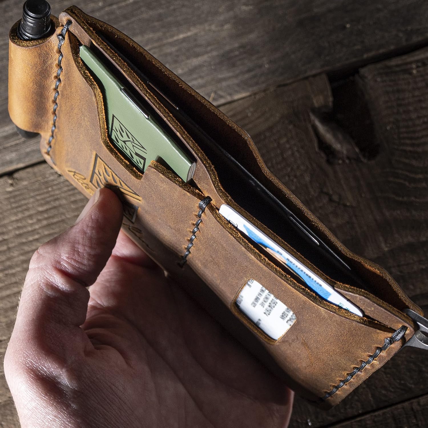 Rite in the Rain The SHERPA Genuine Leather Notebook Wallet Kit, 6.875" x 3.75". Includes an EDC Pocket Pen and a 3 Pack of Stapled Notebooks (No. H771-KIT)