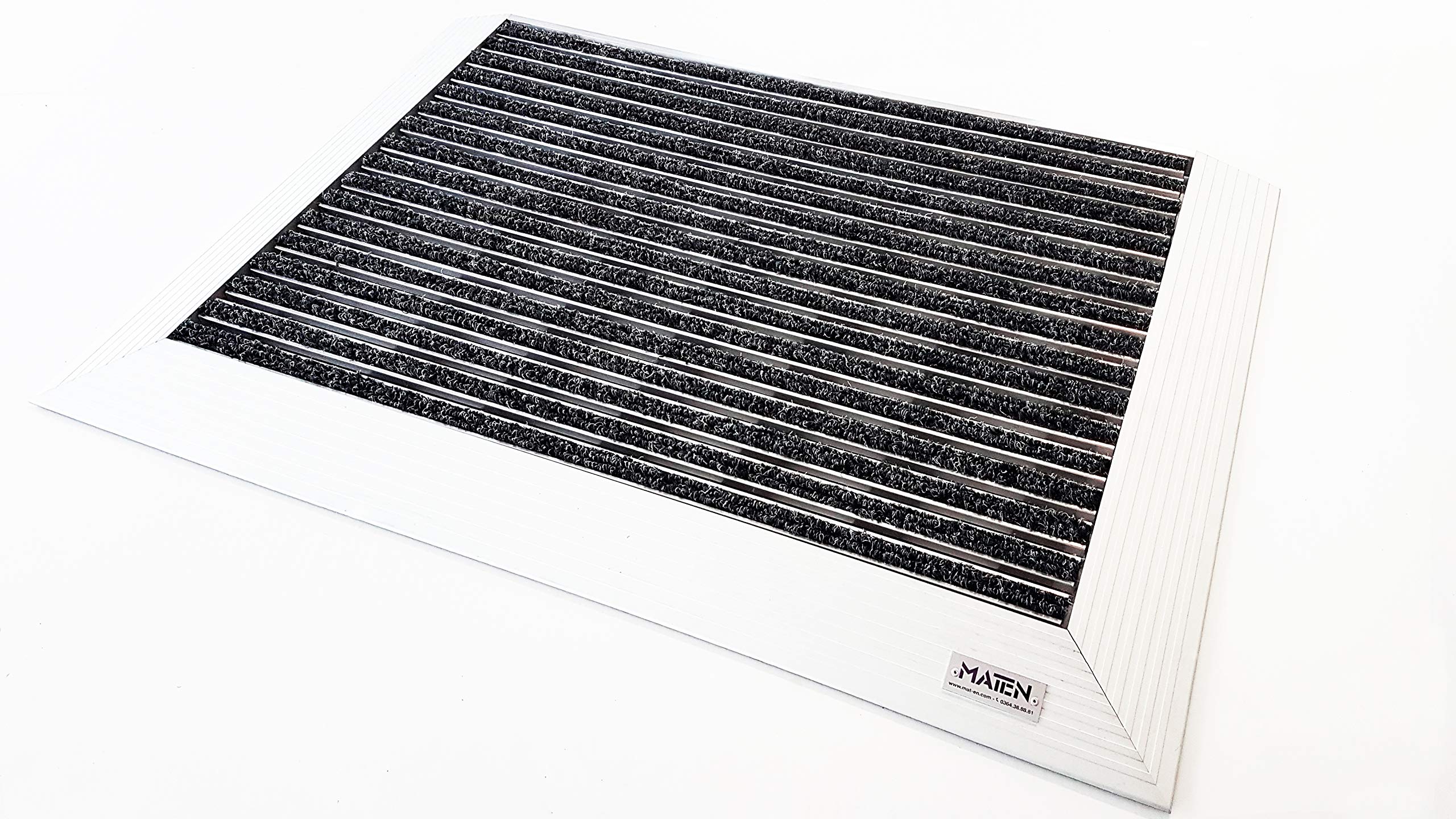 MATEN Felpudo Interior y Exterior en Terciopelo higienizante, con rampa de Aluminio en 3 Lados, 90x60x2,5 cm, solución Profesional para tráfico Intenso, Fabricado en Italia.