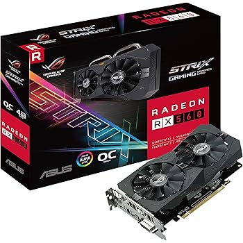 Asus ROG-STRIX-RX560-O4G-Gaming AMD Radeon Grafikkarte (PCIe 3.0, 4GB DDR5 Speicher, Aura Sync, DVI, HDMI, DisplayPort)