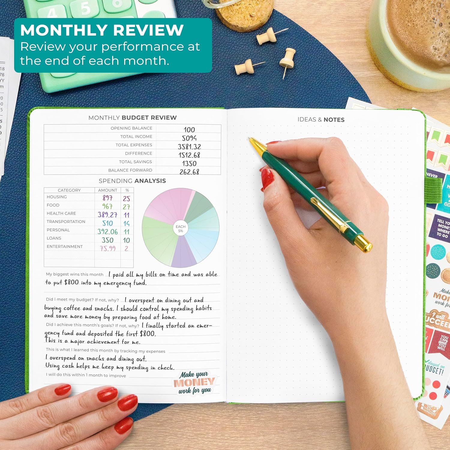 Clever Fox Budget Planner, Monthly Bill Tracker Book 5.8"x8.3" Green image 5