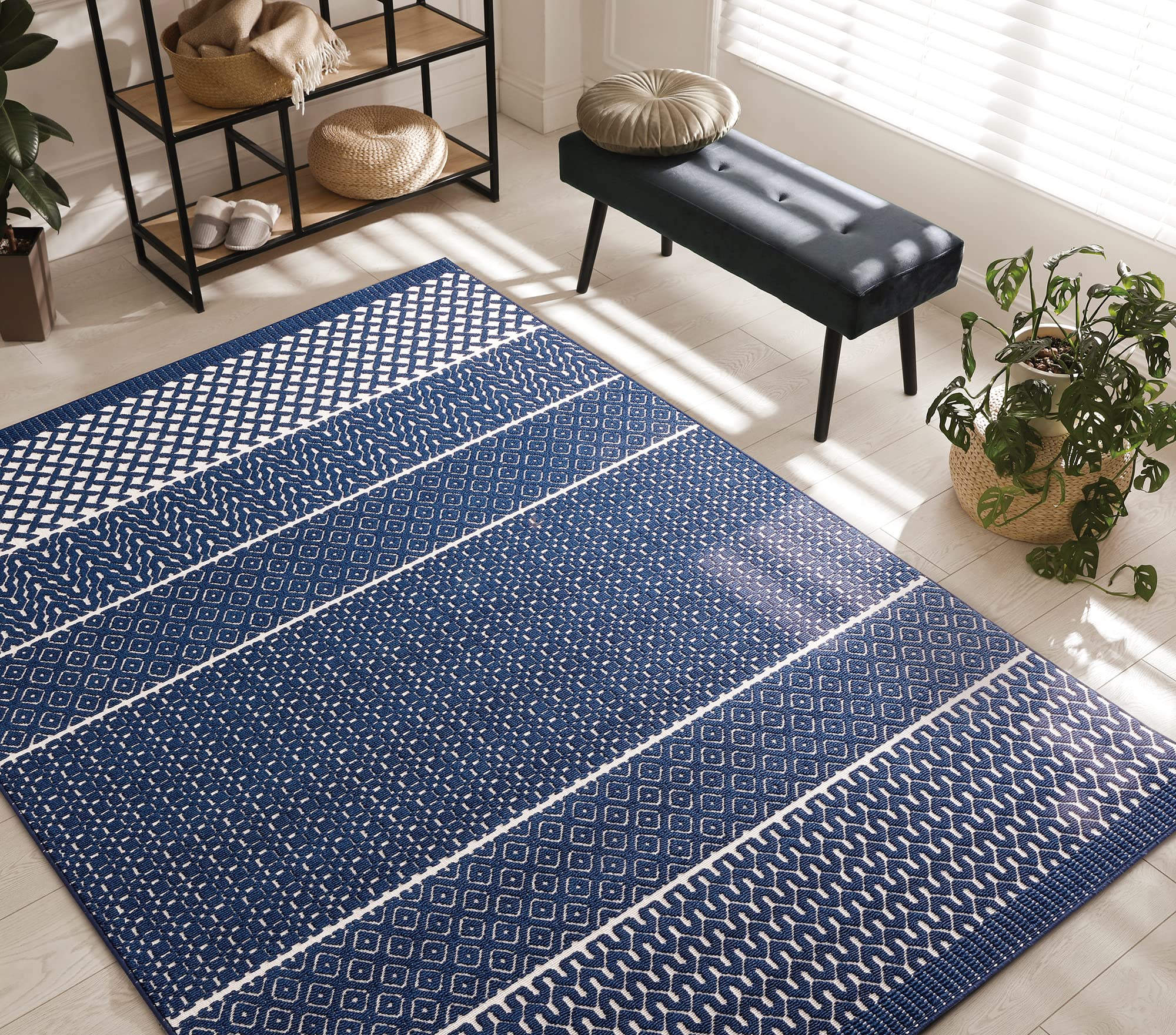 Amazon | ラグ 和テイスト 古風 北欧風 ベルギー製 ウィルトン織