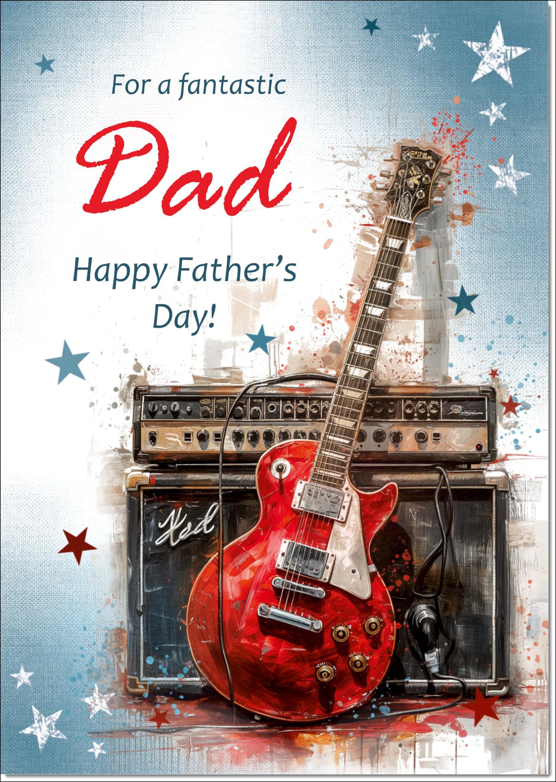 doodlecards Dad Fathers Day Card Guitar Large A4 Size with Plain Envelope