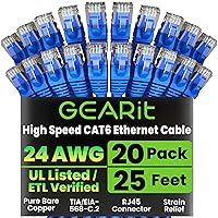 Vista 19 de GEARit Cable Ethernet Cat 6 (paquete de 10 unidades de 6 pies), parche de red Cat6, 10 Gbps, RJ45, cable sin enganches, conectores chapados en oro
