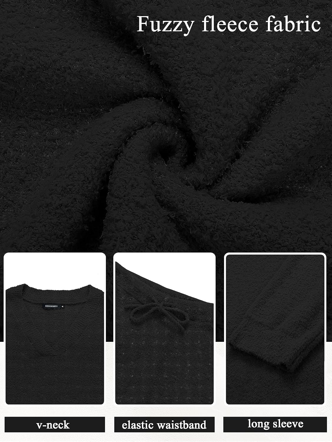 MEROKEETY Women's Lounge Sets 2026 Fall Fashion 2 Piece Outfits Sweater Pajama Set Fuzzy Loungewear Matching Winter Clothes - Image 6