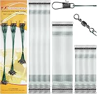 Vista 9 de OROOTL Fishing Leaders Kit, 60pcs Stainless Steel Fishing Leaders Saltwater Wire Leader Lines with Swivels Snaps Fishing Tackle Lures Bait Hook