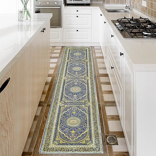 Miniatura 6 de RUGxDJ Alfombra de pasillo de 2 x 8 pulgadas, lavable, alfombra oriental para entrada, alfombra bohemia para pasillo de 8 pies, antideslizante,