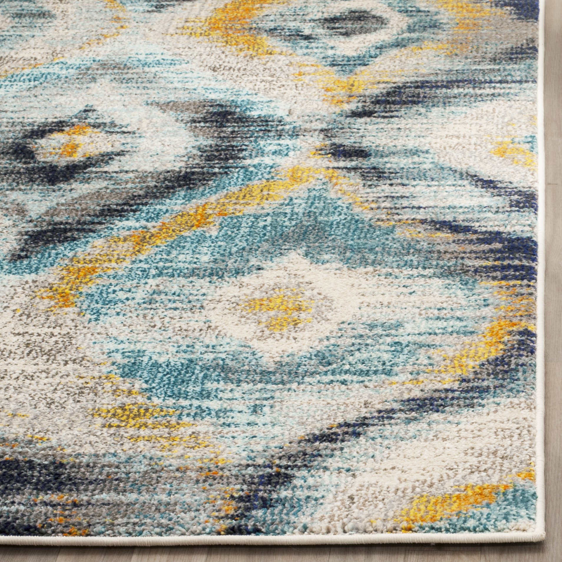 SAFAVIEH Tapis Boho Pour Salon, Salle à manger, Chambre à coucher - Monaco Collection, Tapis à poil court, Bleu et Multi, 122 X 170 cm