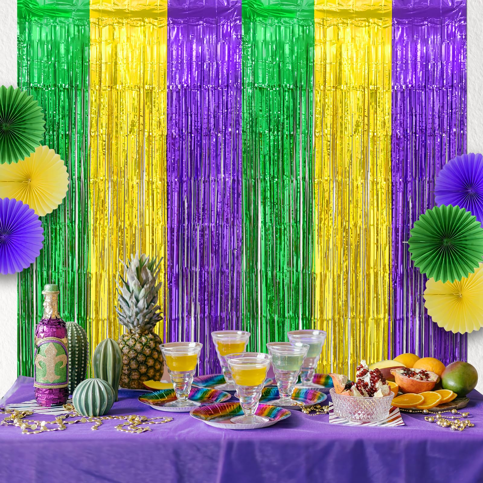 Mega-L Lot de 4 rideaux à franges en aluminium pour décoration de fête de carnaval 8 x 18 cm