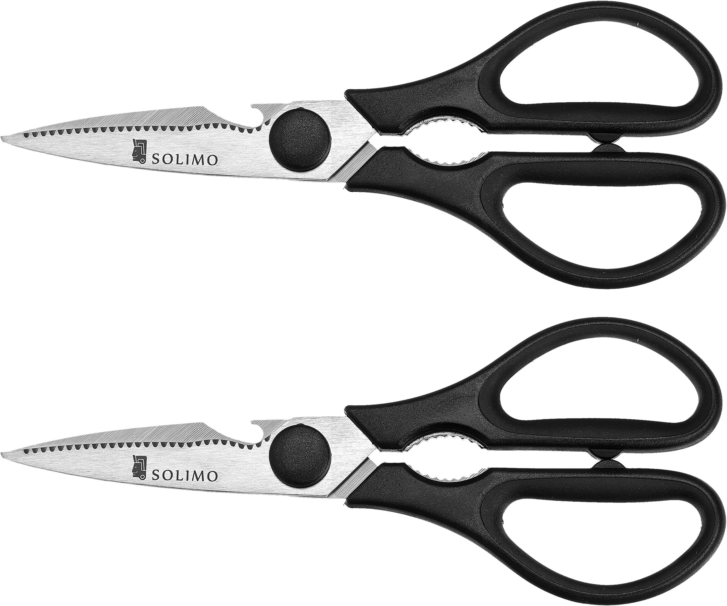 Amazon Brand - Solimo Premium High-Carbon Stainless Steel Detachable Kitchen Scissors Set, Set of 2, Silver