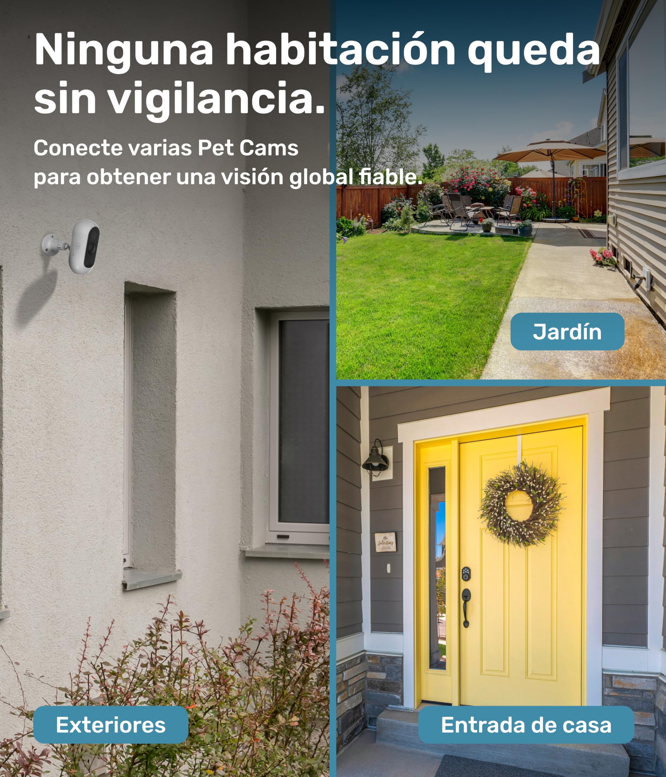 PetTec® CAM Free - Cámara Inalámbrica para Mascotas con App [SIN SUSCRIPCIÓN] - para Gatos y Perros, Interior/Exterior - Detección de Movimiento, Función de Voz - Batería hasta 9 Meses sin Cargar