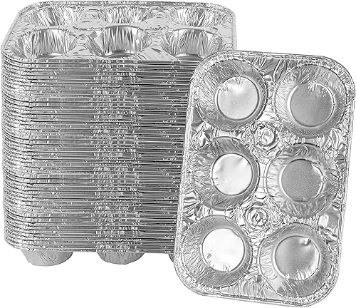 PLASTICPRO Moldes de papel de aluminio reutilizables y desechables, capacidad para 6 cupcakesmagdalenas y tartas, paquete de 50 disponible en Yaxa Costa Rica