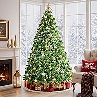 Vista 11 de Yaheetech Árbol de Navidad artificial preiluminado de 4.5 pies con luces blancas cálidas incandescentes, árbol de Navidad preiluminado completo