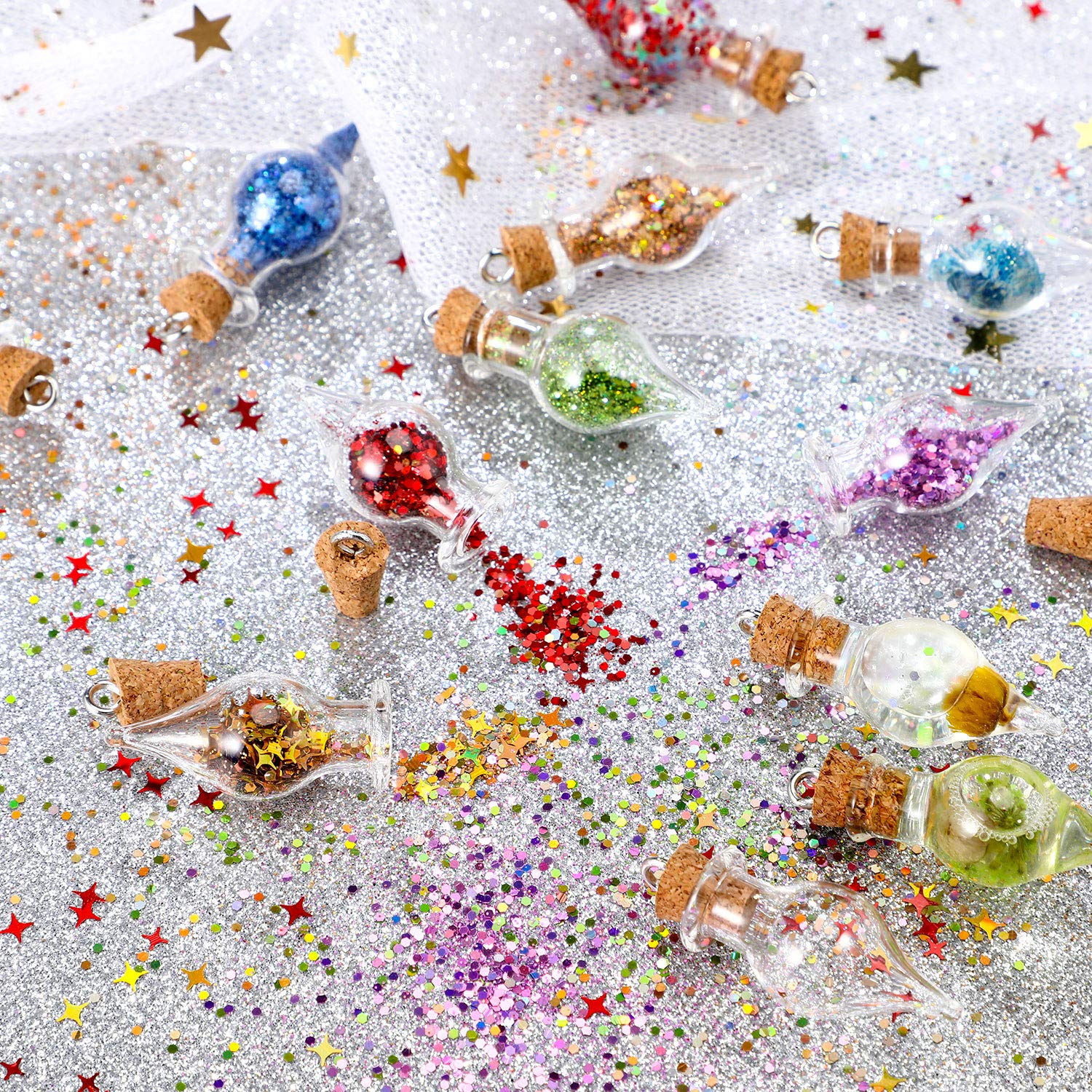 30 mini bottiglie di vetro alla deriva piccole bottiglie dei desideri con corda da appendere da 20 metri per lavori fai da te artistici, bomboniere di compleanno, Natale a forma di goccia