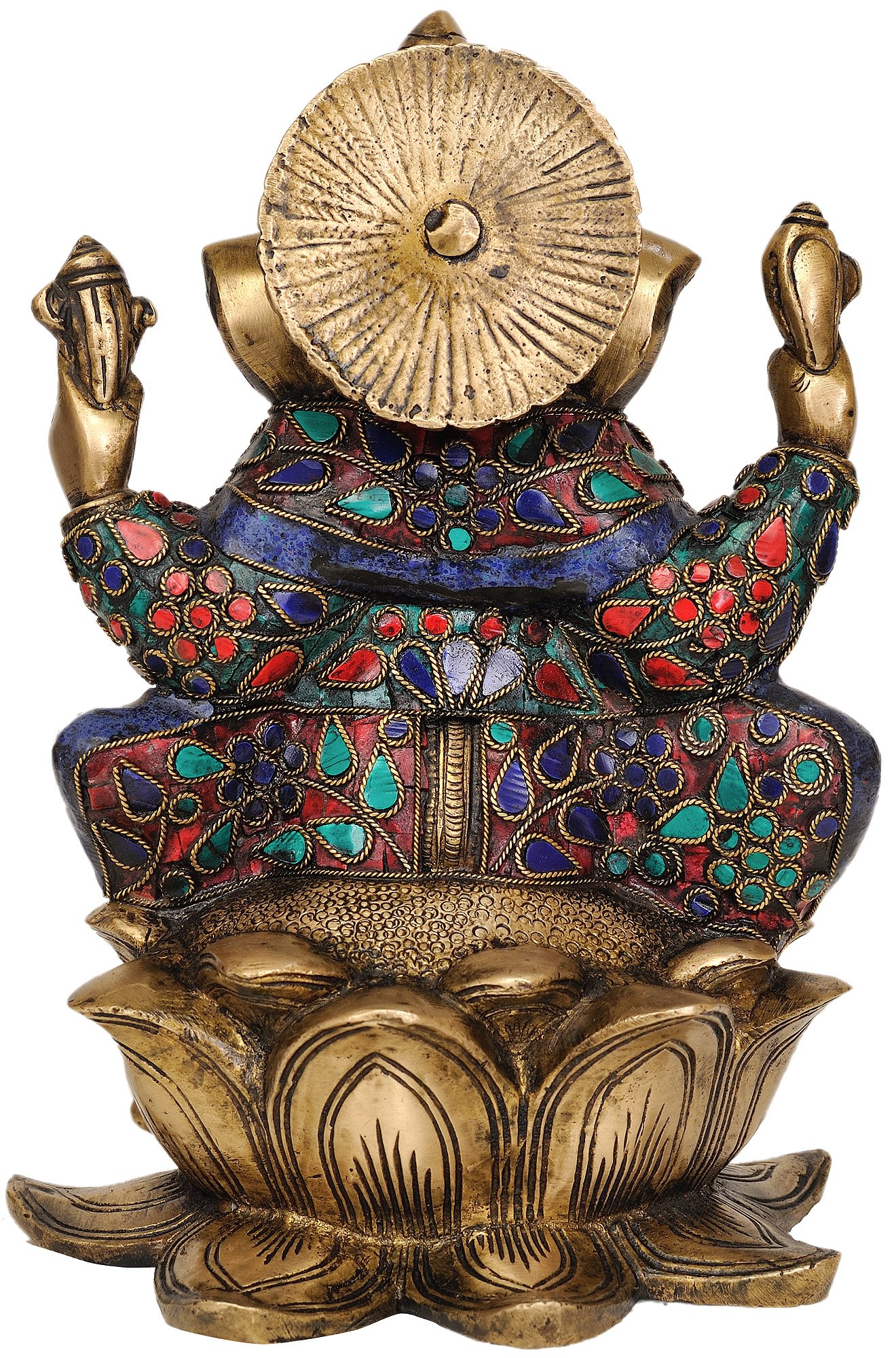 Amazon.co.jp: ガネーシャSeated on Lotus – 真鍮Statue with Inlay