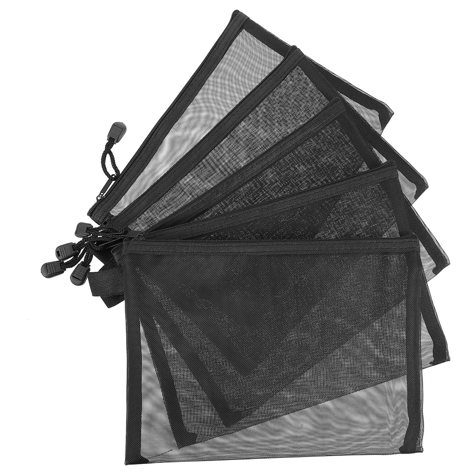 Bolsa de cosméticos y documentos cremallera nylon negro resistente 8