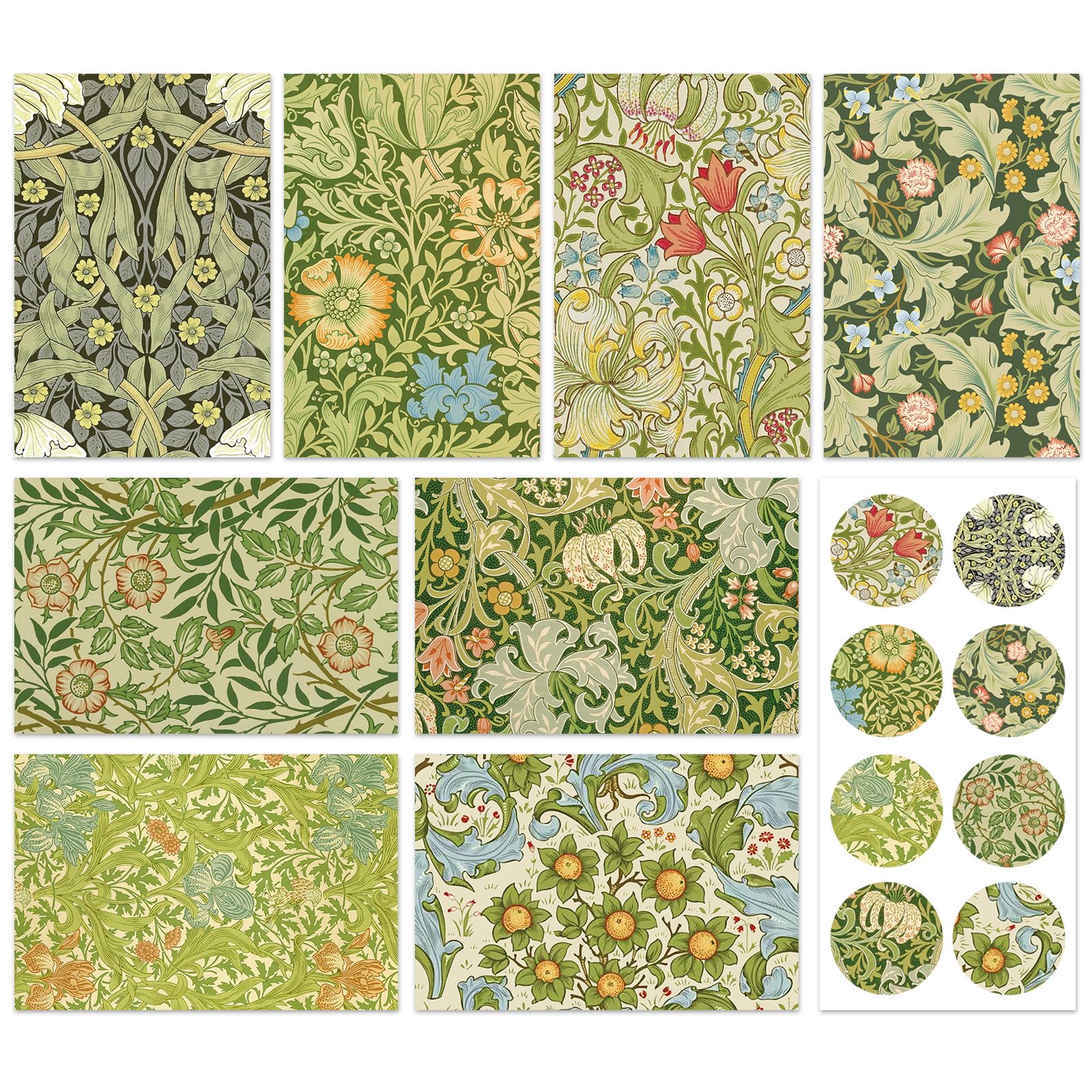 Whaline 40 Packs Vintage Floral Greeting Cards Greenery Cards with Stickers Envelopes Green Leaves Flower Blank Note Cards for Birthday Baby Shower
