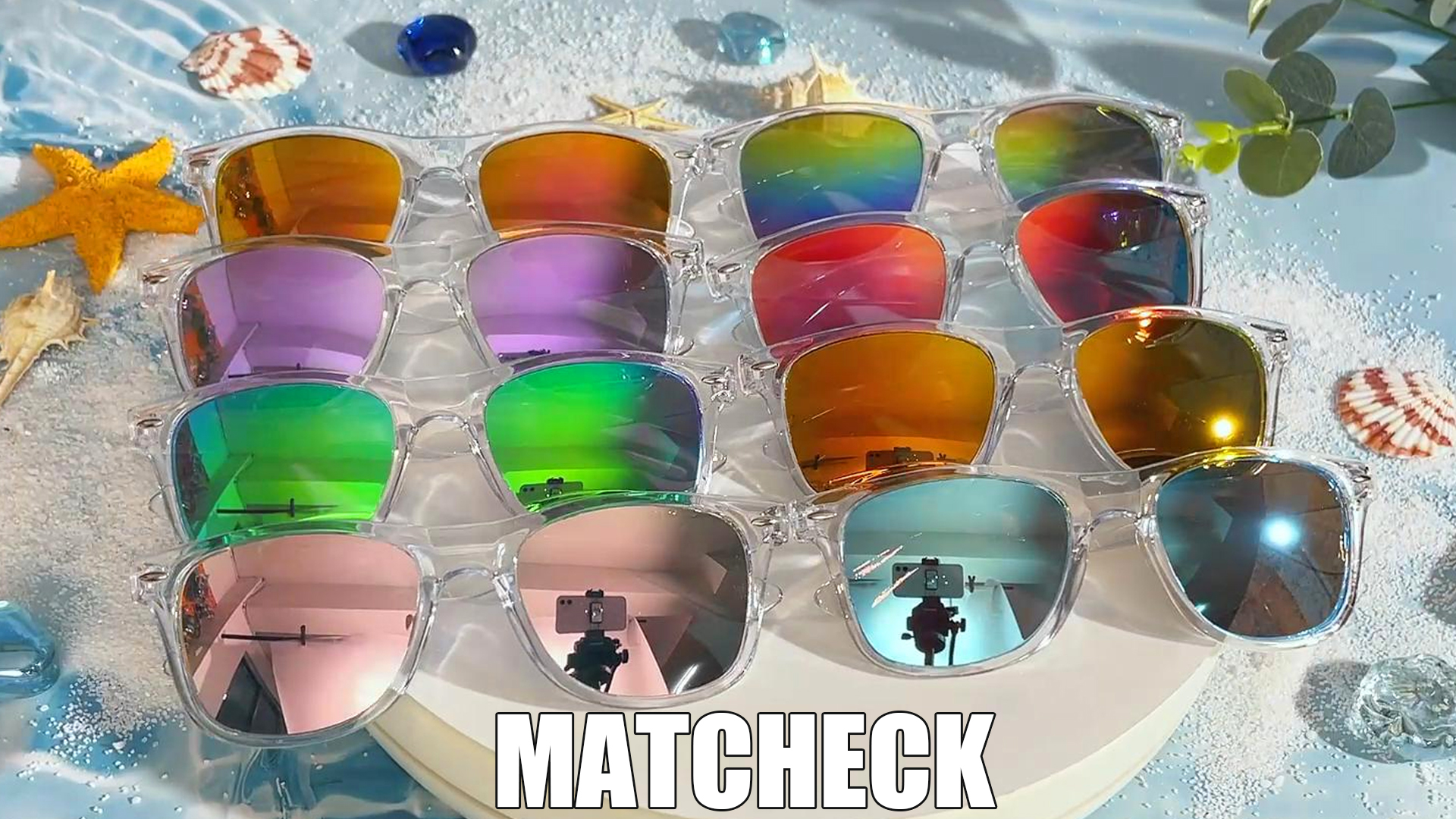 Amazon.com: Matcheck 10 Retro Clear Mirrored Sunglasses Bulk  display picture 1