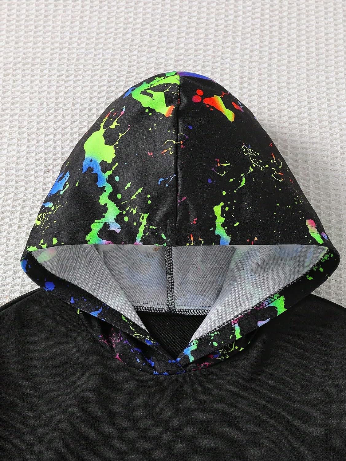 Boy's 2 Piece Reflective Splash Ink Print Long Sleeve Hoodie Sweatshirts and Sweatpants Set - Image 3