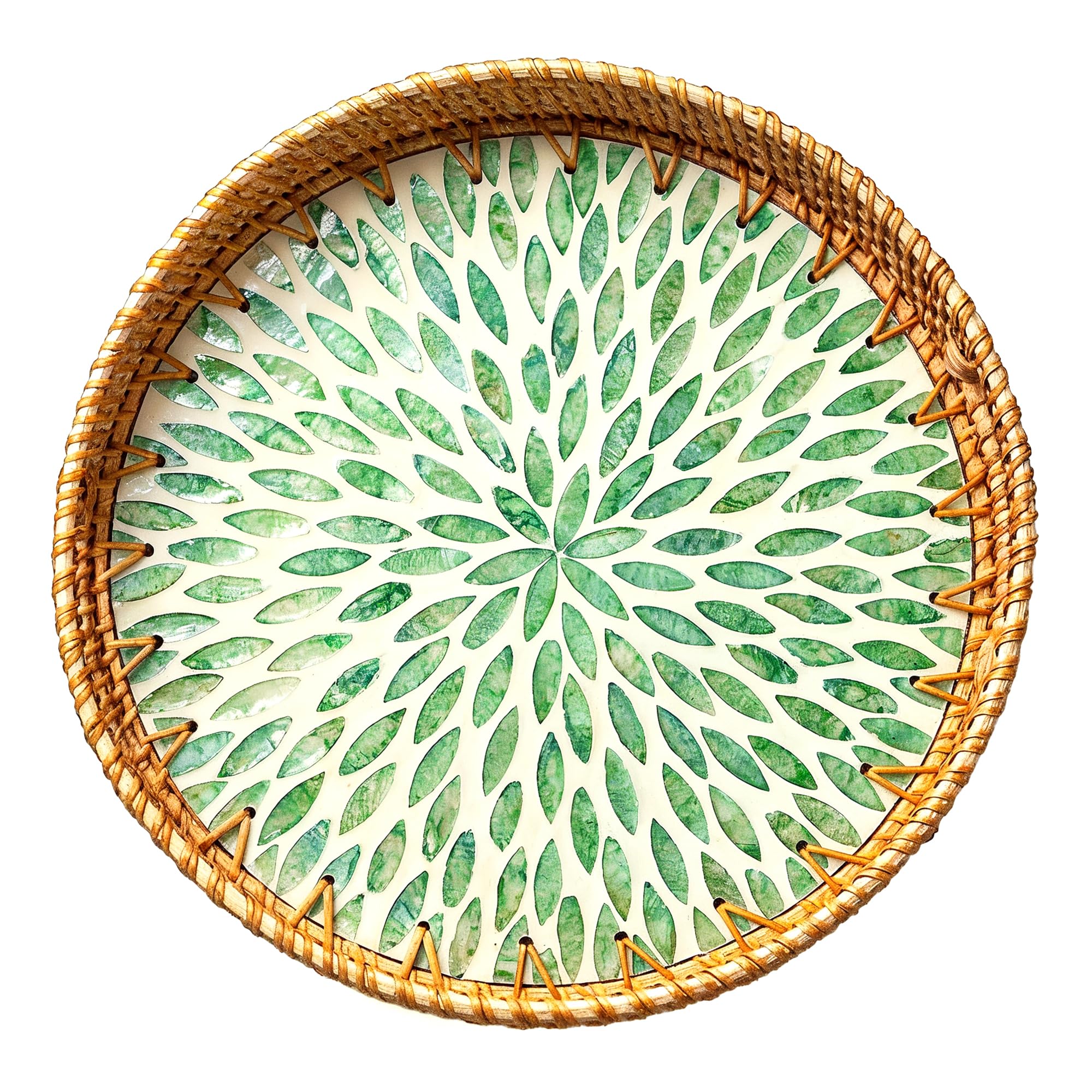 JUNGLE CULTURE® Round Decorative Tray 30cm • Mother of Pearl • Everglade