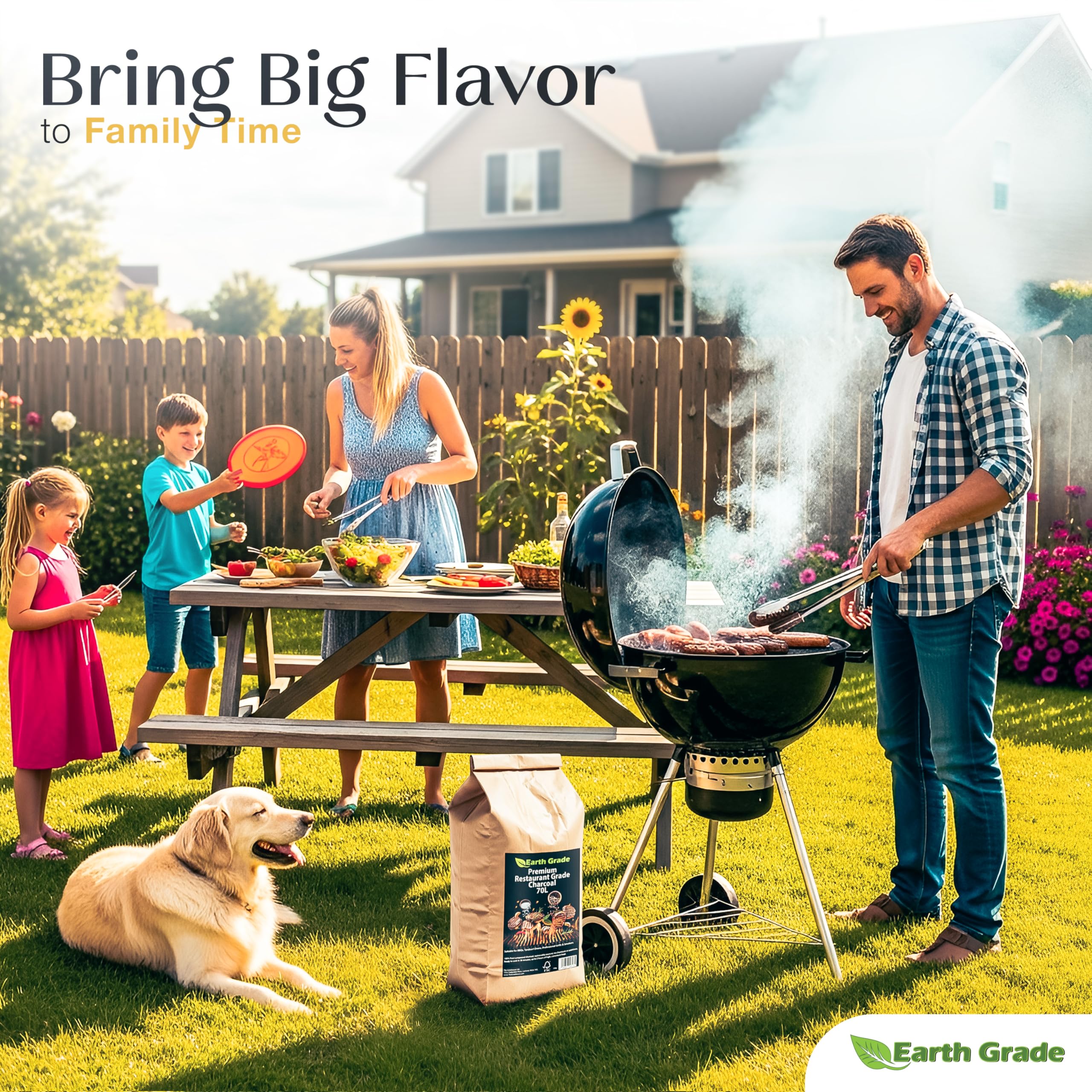 Charbon de bois de qualité restaurant 70 L – Bois de bois de lompon durable | Éclairage rapide, faible cendre, haute puissance de chaleur | Compatible barbecue, grill, fumoir et Kamado | Bois dur 100