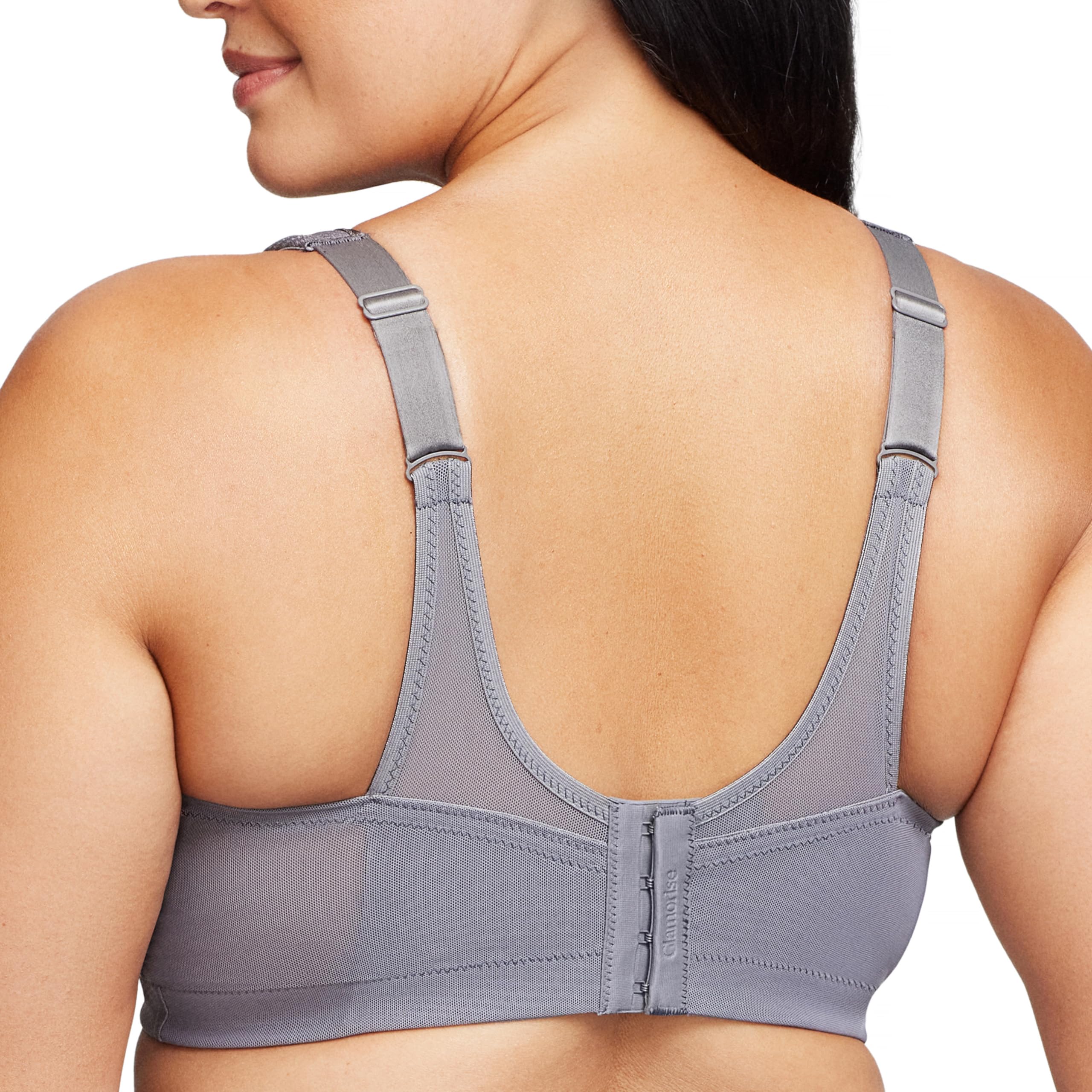 Glamorise Damski biustonosz sportowy Plus Size MagicLift bez fiszbin 1006, Grafitowy szary, 95B