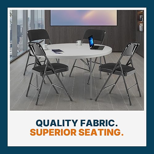 Miniatura 6 de OEF Furnishings Serie OEF2200 - Sillas plegables de doble bisagra acolchadas de tela de alta calidad para servicio pesado (paquete de 4, negro Negro