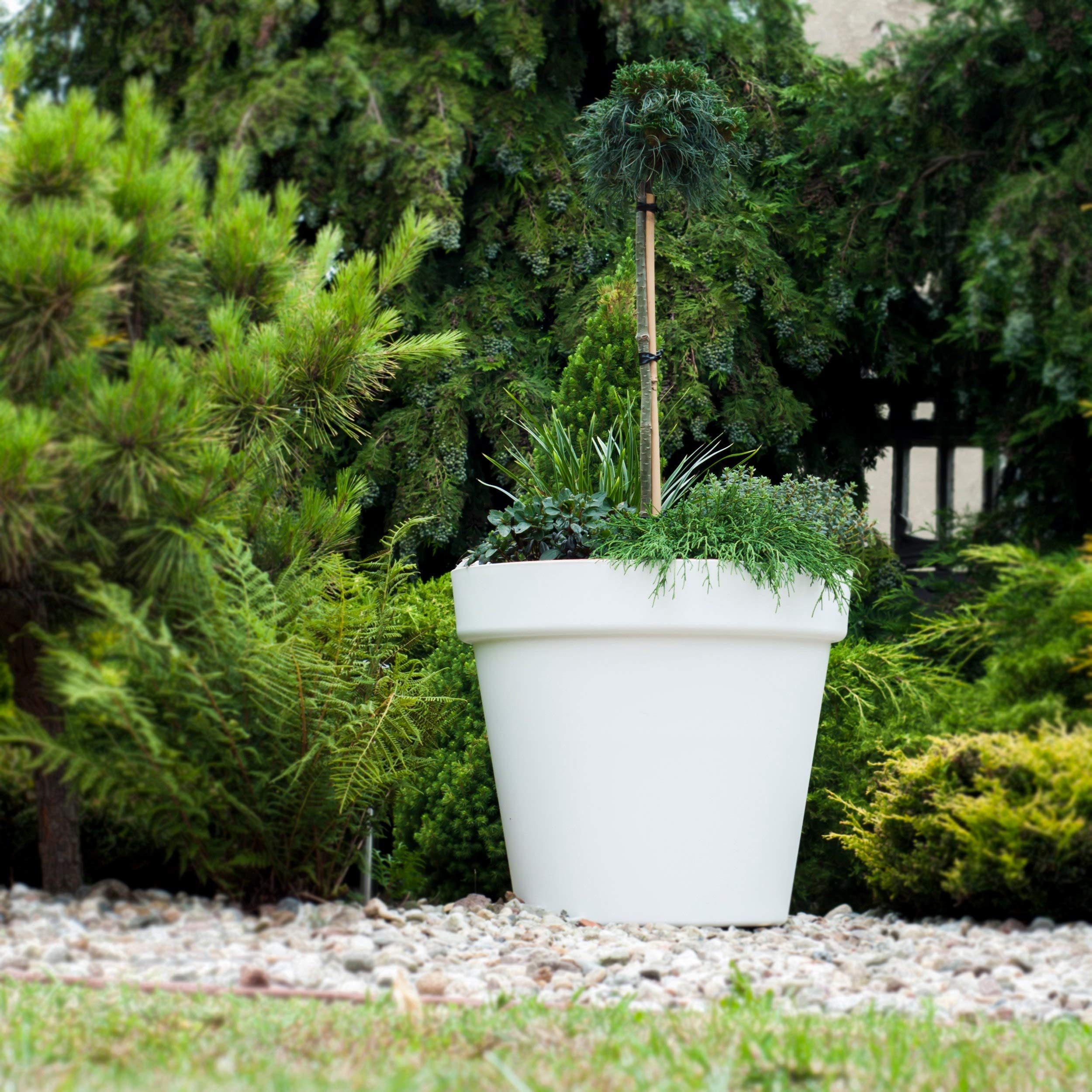 Vaso da fiori con sottovaso Diametro 20 cm fioriera bianca