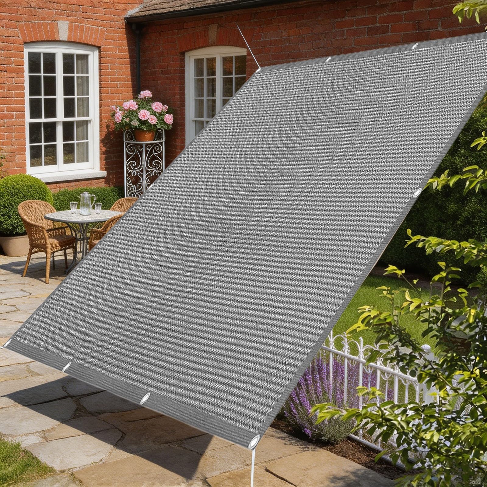 Voile d'ombrage pour terrasse et jardin gris 200 x 650 cm perméable pour des étés au frais