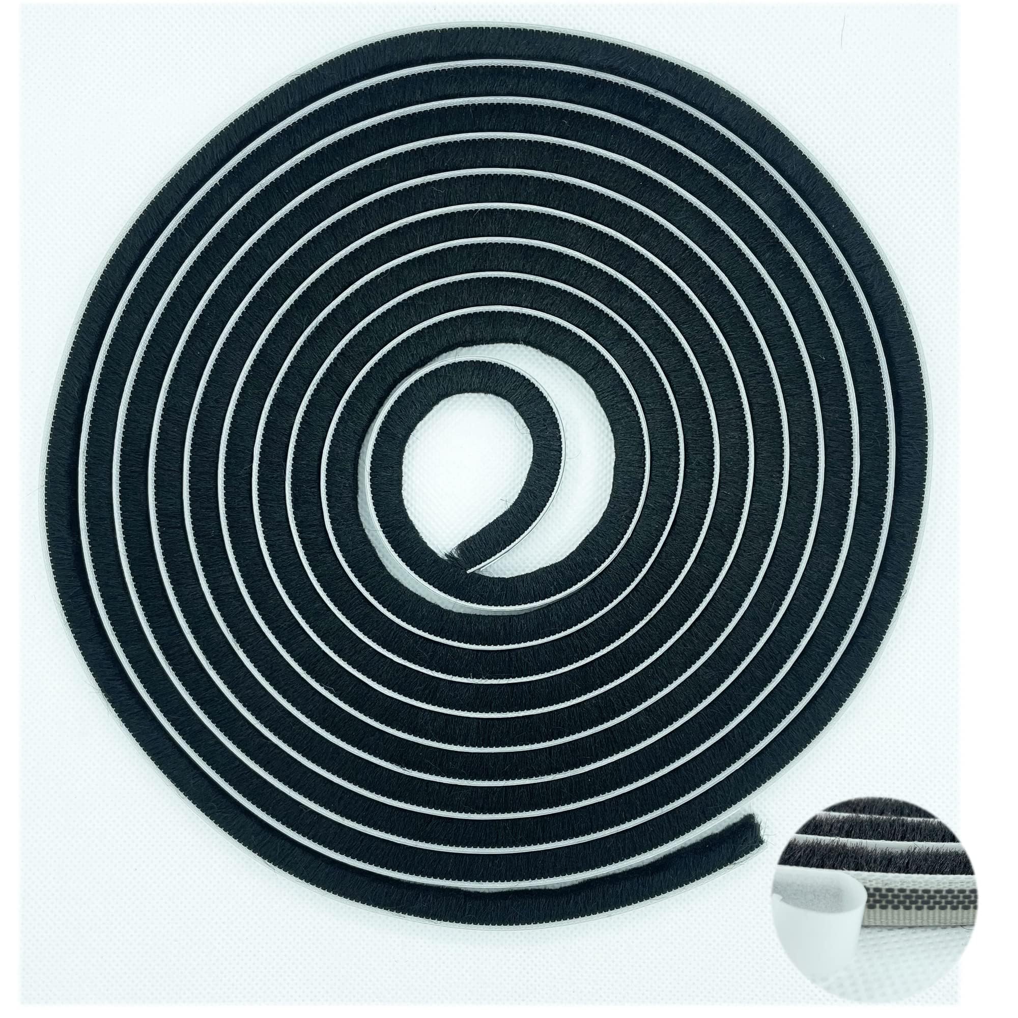 Knource Weather Stripping Brush for Sliding Windows/Doors Frame Side,Pile Self Adhesive Weatherstrip Seal Strip Sealer Draft Stoppers (9mm*9mm*10m, Black)