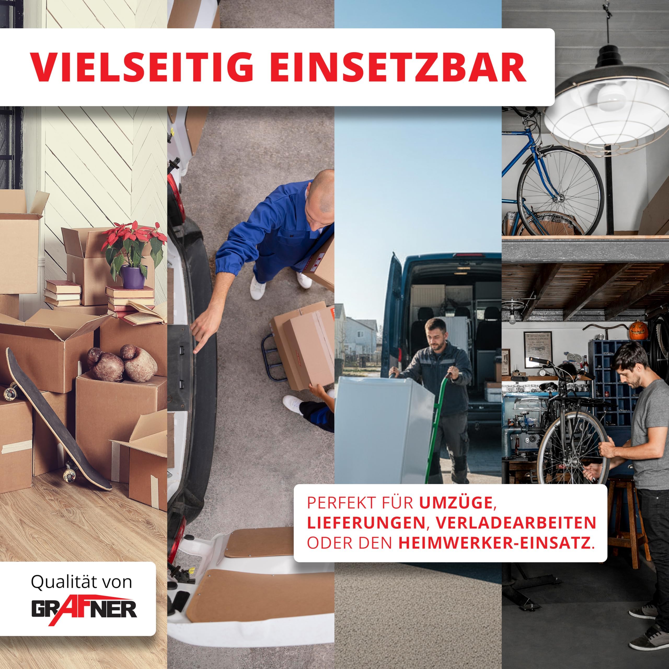 Grafner Sackkarre klappbar und ausziehbar, Belastbarkeit 200kg, Luftbereifung, Haltegriffe und Radschutz, solide Stahl-Ausführung, Stapelkarre Transportkarre Transportwagen