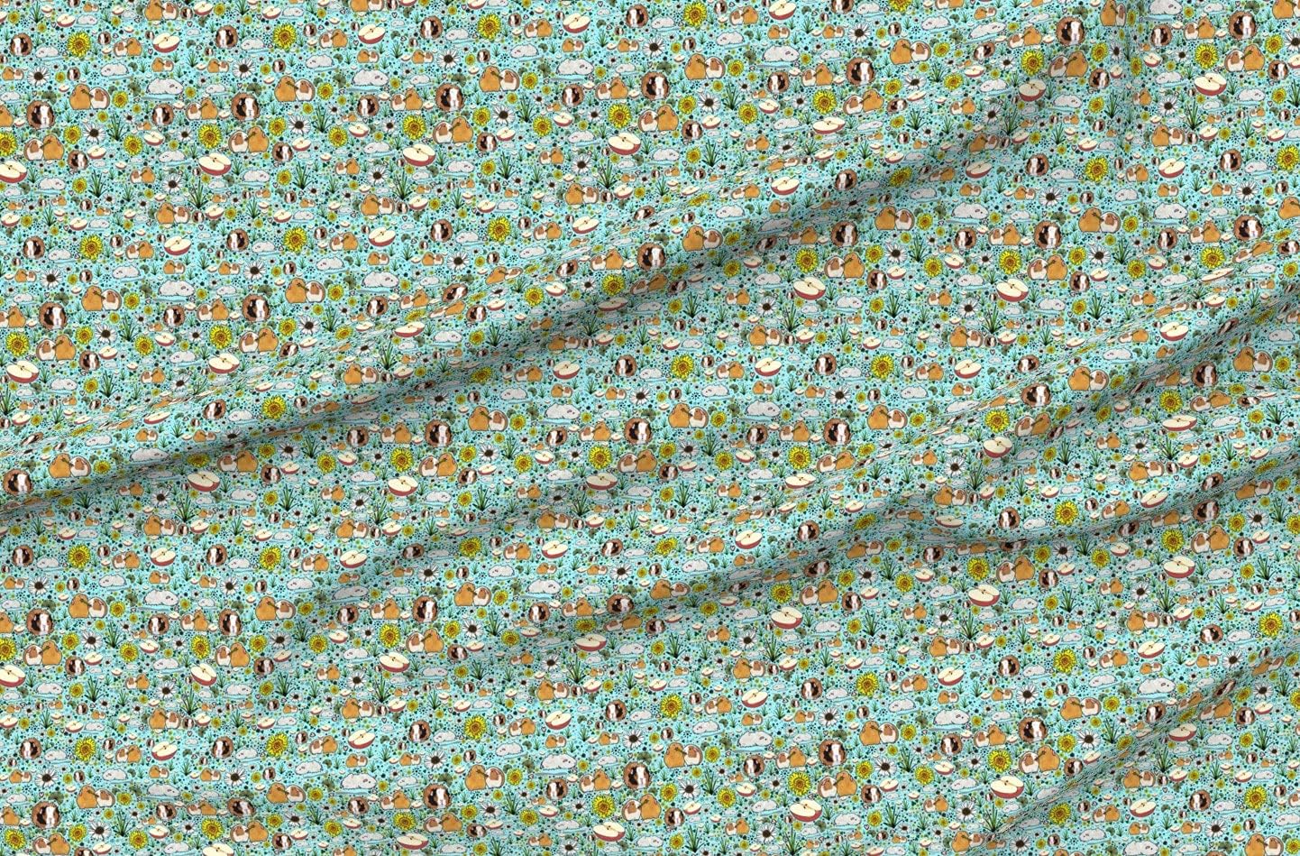 Spoonflower Fabric - Guinea Pigs Blue Pig Cute Cool Printed on Minky Fabric by The Yard - Sewing Baby Blankets Quilt Backing Plush