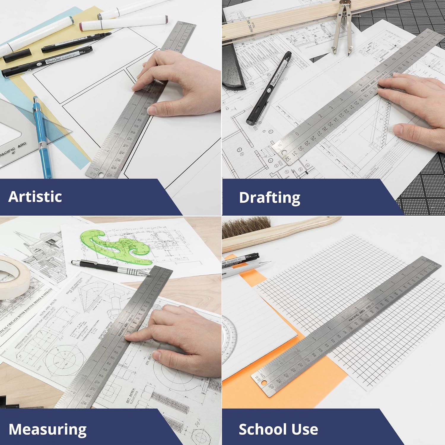 Pacific Arc 24 Inch Engineer Scaling Ruler, Graduations in 10, 20/40, 30/60 and 50/100 Scale