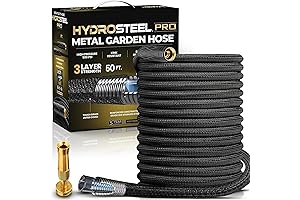 HYDROSTEEL PRO 3x Layer Hydro Hose Metal Garden Water Hose 50 Ft
