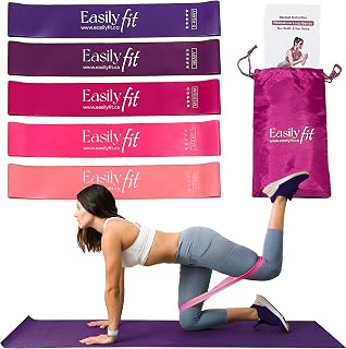 EasilyFit Resistance Bands – 5-Pcs Resistance Bands for Working Out with Carry Bag – Elastic Bands for Exercise – Natural Rubber Workout Bands with Exercise Guide – Fitness Bands for Pilates, Gym