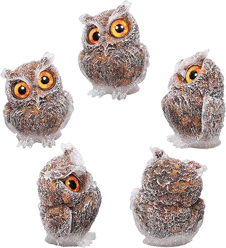 Miniatura 4 de Jovivi Estatua de búho de cristal de ojo de tigre de 2.5 pulgadas, resina tallada a mano, reiki, cristal curativo de bolsillo, piedra preciosa,