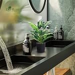 Der Rose 2 Pack 16" Fake Plants Black Artificial Plants for Modern Bathroom Bedroom Office Home Decor Indoor