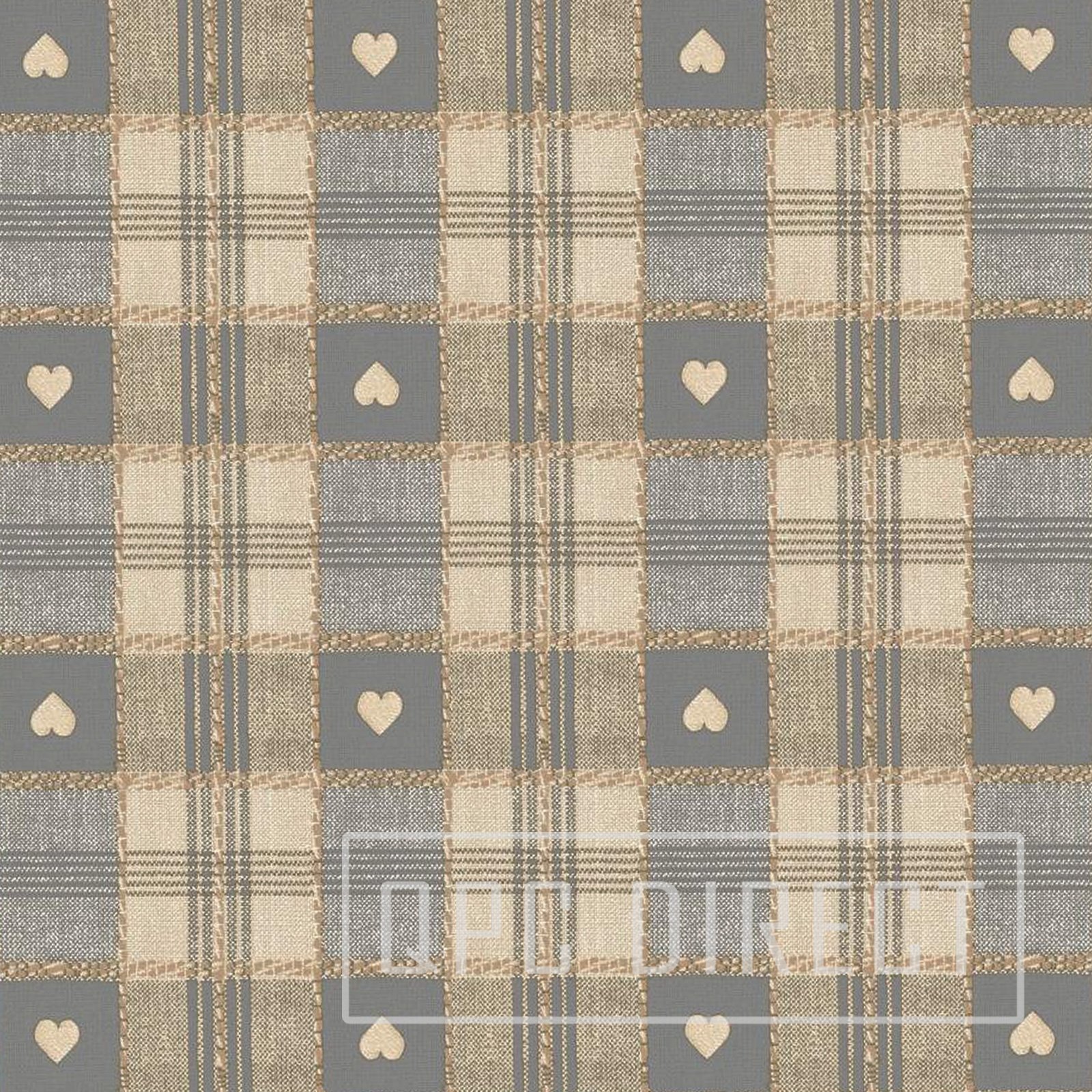 Qpc Direct Grey Checkered Hearts Grey Pvc Oilcloth Table Cover Vinyl Tablecloth, 137 X 200Cm (Grey Checkered Hearts)