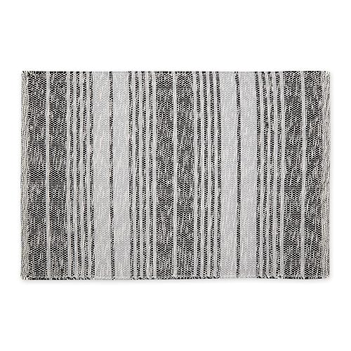 DII Woven Rag Rug Collection Recycled Yarn Variegated Rustic Stripe, 2x3', Black