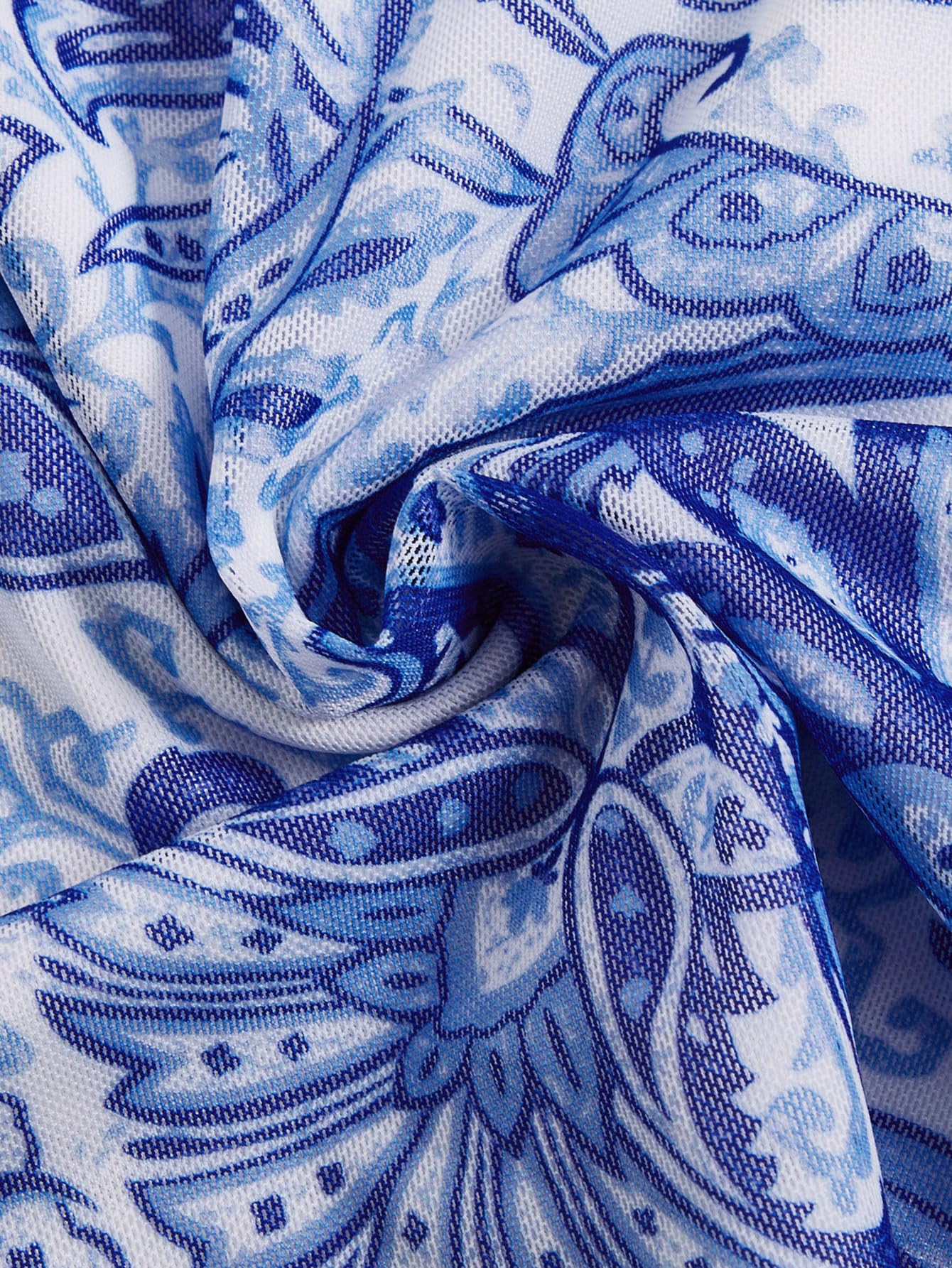 Milumia Women's Summer Mini Dress Vintage 90s Spaghetti Strap A Line Mesh Short Dresses Sun Dress: Small Blue and White