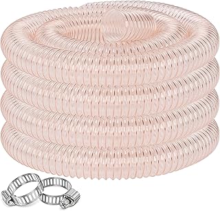 PU Dust Collection Hose 2-1/2” × 10 ft Heavy Duty Clear Flexible Collector Hose Reinforced with Spiral Steel Wire for Dust Collection Systems Fume Debris Band Saw Jointer Wood Shop (PU Durable Type)