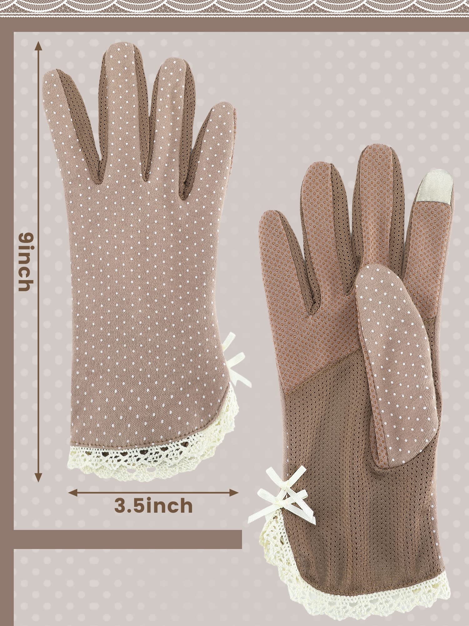 Geyoga 2 Paires de Gants de Conduite Anti-UV d'Été en Coton Fin - Protection Solaire Respirante pour Femme, Cyclisme, Randonnée - Café, Noir