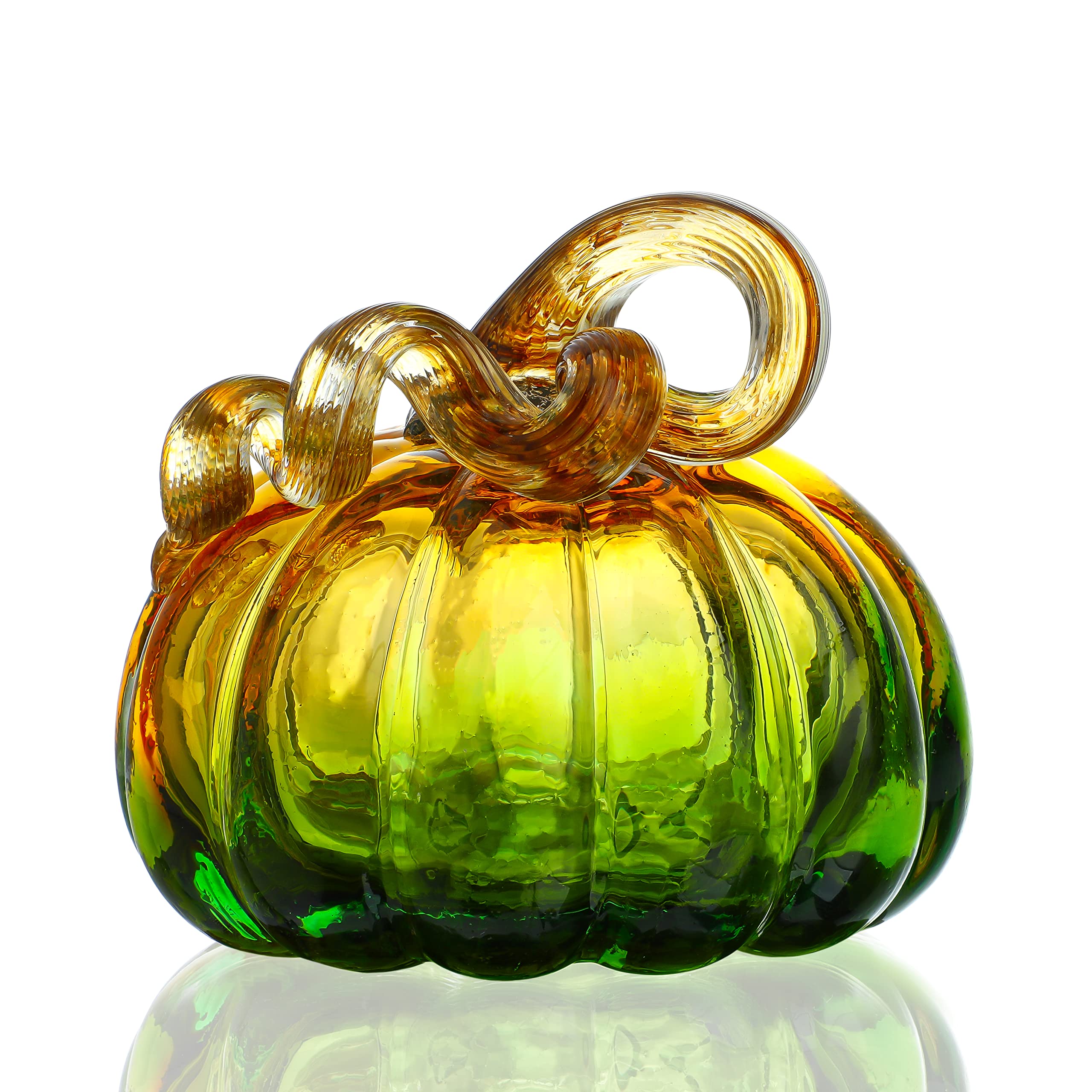 Hand Blown Glass Pumpkin Figurines Collectibles Fall Pumpkin for Decorations Halloween Glass Crystal Art Pumpkin Paperweight