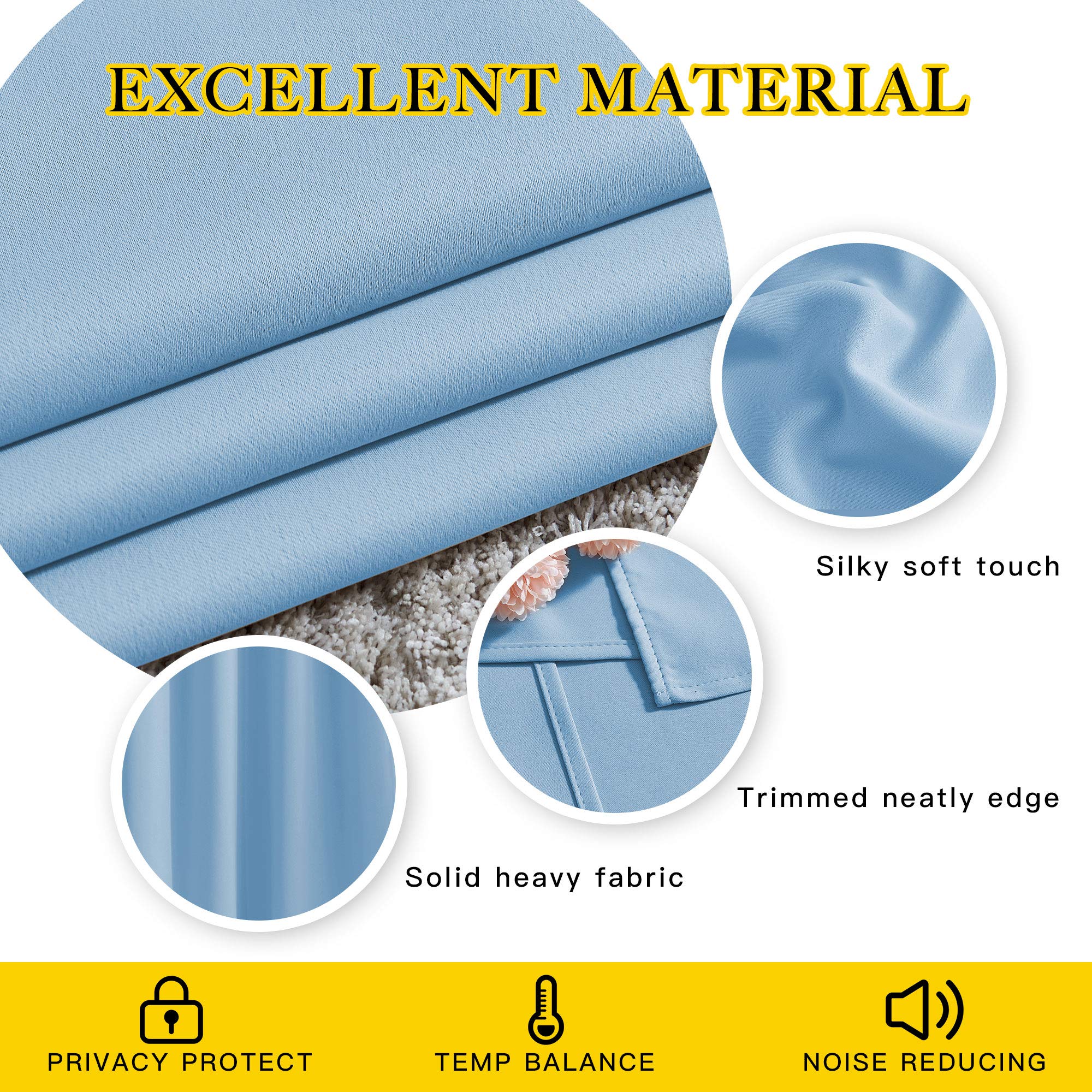 NICETOWN Sky Blue Blackout Curtains - Image 4