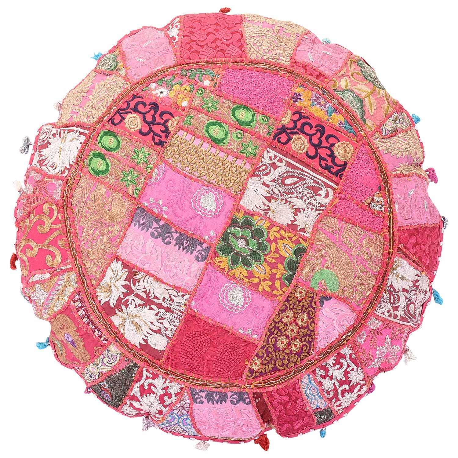 Copricuscino da pavimento con ricamo patchwork: seduta indiana Boho da