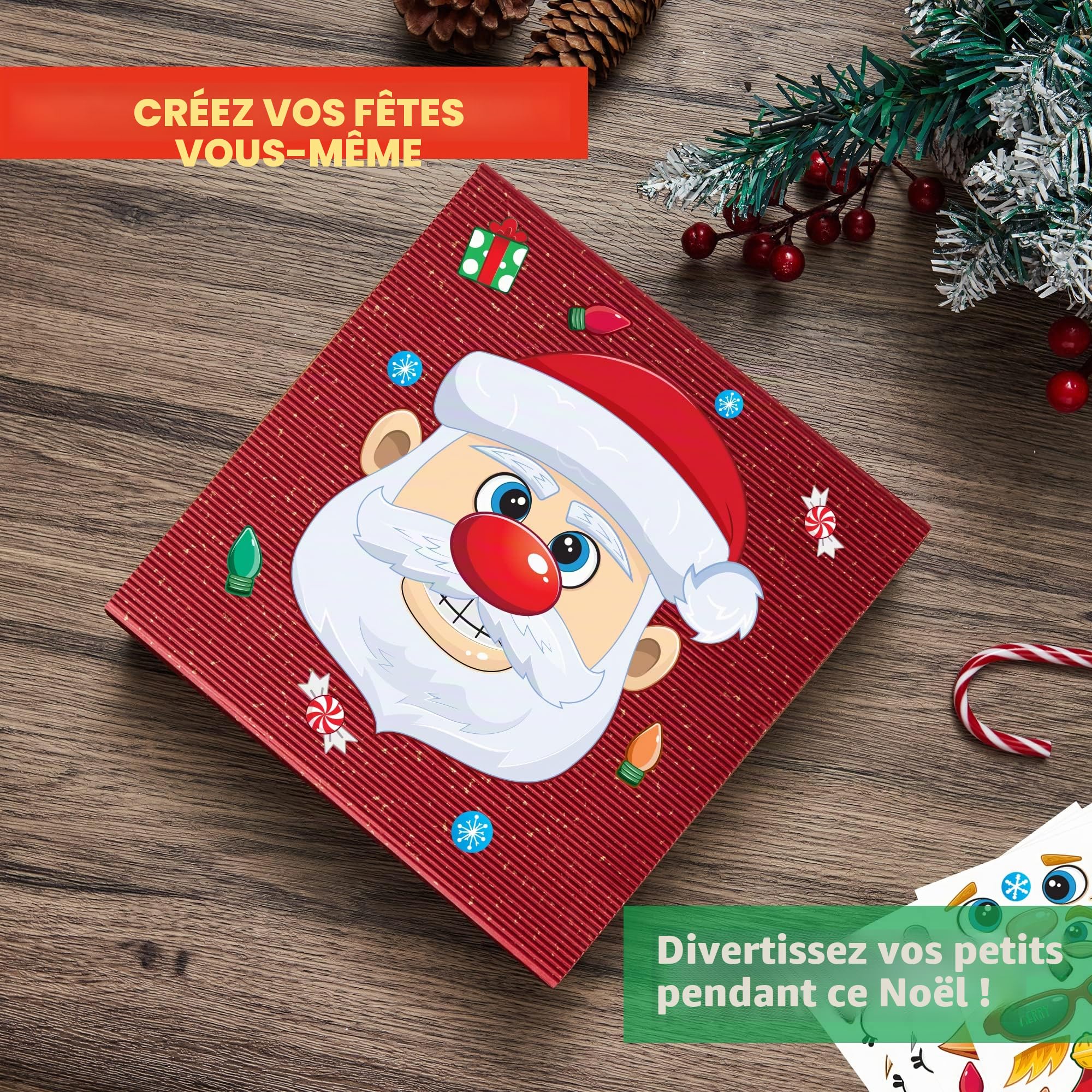 JOYIN 24 stickers face à face mix and match stickers avec elfe de Noël, Père Noël, bonhomme de neige, pingouin et ours polaire, 11123