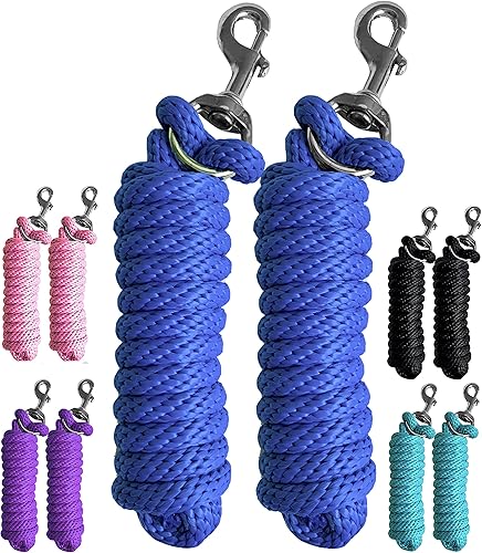 Miniatura 6 de Majestic Ally Paquete de 2 cuerdas de plomo de polietileno sólido para caballos y ganado  10 pies de largo y 58 pulgadas de grosor  Broche de perno