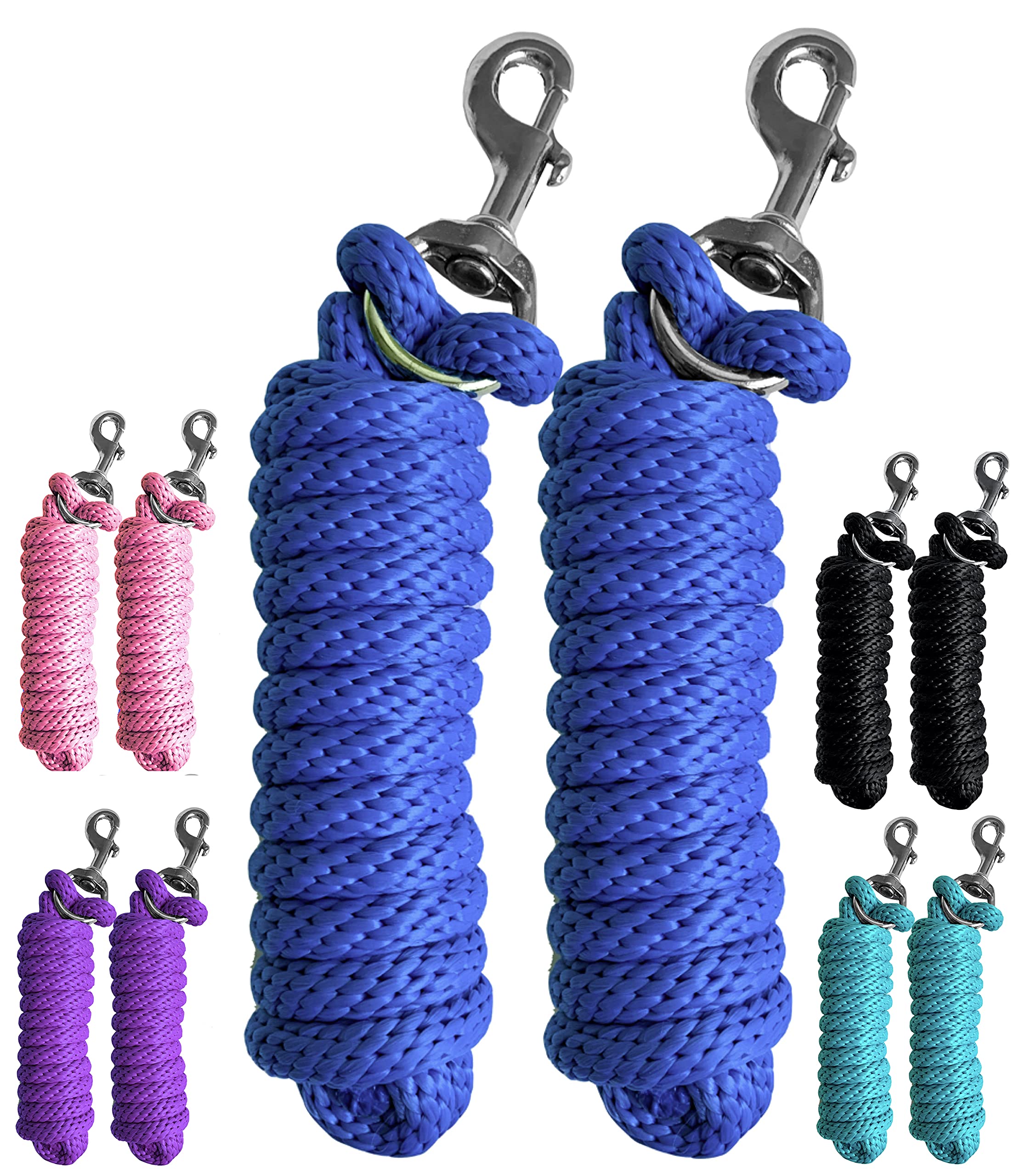 Majestic Ally, Confection de 2 cordons en polyéthylène massif pour Chevaux et Bestiame, Longa 10 Pieds et pessa 5/8 Pollici, stituibile, résistant, Fatta a Mano, Morbida al Tatto (Bleu réel)