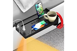 Bedside Shelf with Outlets & Night Light, Bunk Bed Organizer for Top...