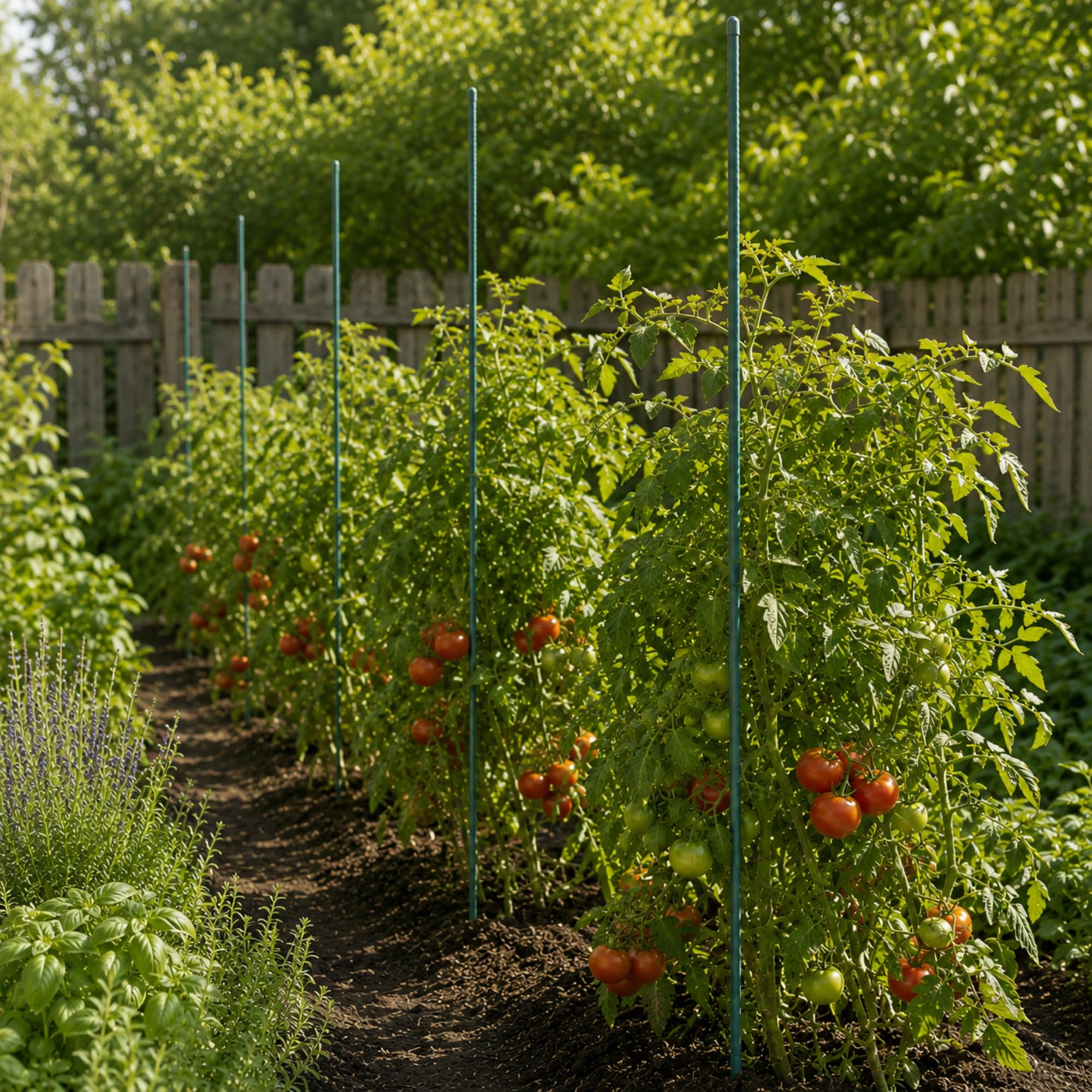 KADAX Pflanzstäbe 180 cm x 16 mm, 15er Set – Beschichteter Stahl Rankstab, Pflanzenstütze & Tomatenstäbe für Garten, Wetterfest & Stabil